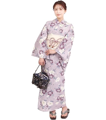 新品☆呉服屋♪綿麻・大人上品な夏着物　浴衣３点セット Amazon.co.jp: 呉服屋 綿麻葡萄柄！大人上品な 夏着物 浴衣3点