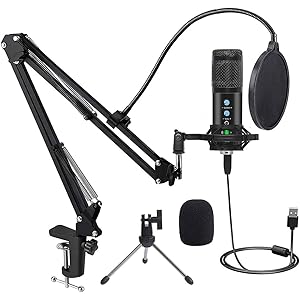 【2021最新版】コンデンサーマイク USB マイク PC マイク カラオケマイク 単一指向性 マイクスタンド(アームス…