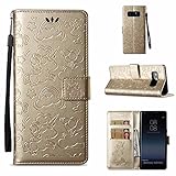 Galaxy Note 8 ケース、Dfly 高級 PU レザー エンボス加工 ユニコーン 設計 磁気 閉鎖 そして スタンド 関数 カード スロット スリム フリップ 財布 カバー、Samsung 