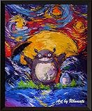 uhomate My Neighbor Totoro In Moonlight宮崎駿壁装飾Vincent van Gogh starry nightポスターホームキャンバス壁アート記念ギフトベビーギフ