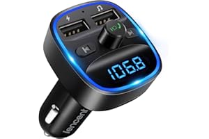 LENCENT FM Transmitter, Bluetooth FM Transmitter Wireless Radio Adapter Car Kit with Dual USB Charging Car Charger MP3 Player Support TF Card & USB Disk