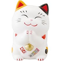 白い招き猫 宝くじ　非売品　激レア Amazon.co.jp: 昭峰作 幸せ 招き猫 宝くじ入れ 大 みけ 貯金箱