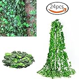 24 x 2.4 M人工アイビー葉つる植物ガーランドFake Foliage Greenウェディングパーティー