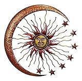 Deco 79 42770 Metal Sun Moon Wall Decor, 36' [並行輸入品]