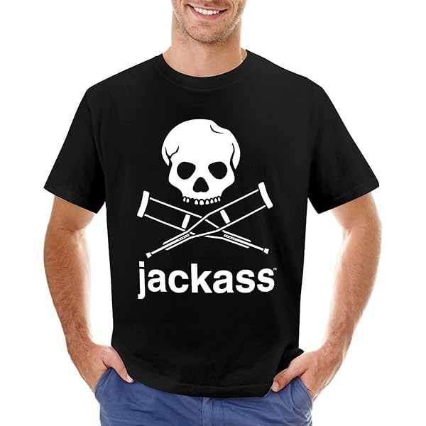 Amazon | Jackass Skull And Crutches Logo Tシャツ | Tシャツ
