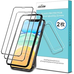 iPhone 11 ガラスフィルム/iPhone XR ガラスフィルム 6.1インチ 用 全面保護フィルム 液晶強化ガラス【ガイド枠付き】【2枚入り】Eastsion 日本旭硝子 高硬度9H 高透過率(アイフォン11/XR用)