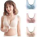[foveitaa] マタニティブラ ママと赤ちゃん授乳ブラ ナイトブラ 3枚セット 前開き 綿 ノンワイヤー ソフトパッド取り外し可能 産前 産後 無地 柔らか