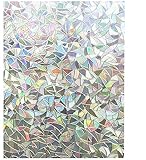 カカシ 3d窓ガラスフィルム 目隠し ガラス 窓 目隠しシートはがせる おしゃれ 窓目隠しフィルム のりなし 食器棚目隠しシート はり直し可能 紫外線カット 遮光 diyカット可能 賃貸OK（虹色 4