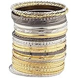 Lux Accessories Mixed Metal Textured Multiple Aztec Bangle Bracelet Set