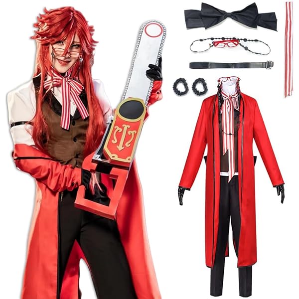 DK2098 黒執事★ グレル・サトクリフ 赤ver風　　コスチューム、コスプレ　　コスプレ衣装　　完全オーダメイドも対応可能 Amazon.co.jp: [ウェブエッセンス] コスプレ衣装 黒執事☆ グレル