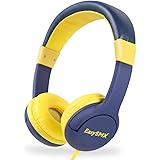 EasySMX KM-666キッズヘッドホン 密閉型 子供用ヘッドフォン 85dB音量リミット制御 3.5mmステレオプラグ採用 オーバーイーヤーヘッドホン (ブルー)