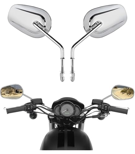 Wsays Rear View Mirror 8MM Motorcycle Hollow Side Mirror Chrome Compatible With Harley Sportster Dyna Softail Touring Electra Street Road Glide Road King - View #5
