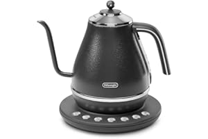 De'Longhi (デロンギ) 電気カフェケトル アイコナ KBOE1230J-GY 温度調整機能付き ステンレス ハンドドリップ 1.0L ワンプッシュ5段階温度設定 20分保温機能 正確な注ぎ心地 見やすい水量計 [プレステージグレー] デロン
