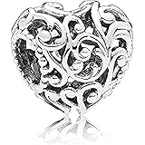 Pandora Royal Open Crafted Heart Charm Sterling Silver 8.4 x 11.2 x 11.6mm (D/H/W), one size, Silver, No Gemstone, one size, 