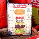 アンティークエンボスプレート「Burgers」（RECTサイン）　／ブリキ製看板／ティンサイン／アメリカン雑貨／