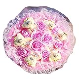 i-dem くまブーケ くま束 熊束 ベア ブーケ 造花 ぬいぐるみ 白 結婚式 結婚記念日 出産祝い 誕生日 プロポーズ ギフト (ピンク)