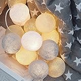 TeFuAnAn LED ボール型ライト イルミネーションライト 綿 20球 ハンドメイド ストリング ライト 室内装飾 クリスマス パーティー 飾り付け