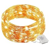GDEALER 8 Modes String Lights 33ft 100LED Copper Wire Fairy Starry String Lights Battery Powered wit