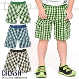 (ディラッシュ) DILASH初夏'16 ダブルガーゼ先染めチェックカーゴハーフパンツ 110 グリーン
