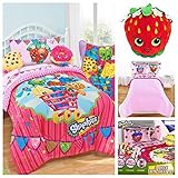 Shopkins Kids 5 Piece Bed in a Bag Twin Bedding Set - Reversible Comforter, Microfiber Sheets Set & 