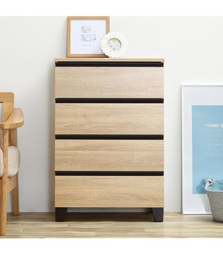Amazon｜木製チェスト シンプル 引き出し ウッドチェスト ハイタイプ