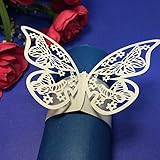 LuxBene(TM)個入りエレガントホワイトバタフライペーパーナプキンリングホルダーの結婚式クリスマスパーティーパーティの装飾