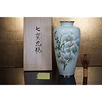 Amazon.co.jp: 七寶焼 銀線有線七宝花瓶 共箱 栞 花器 飾壺