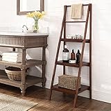 HAIZHEN スタンドシェルフソリッドウッドフレームラダーラックウォールシェルフフラワーシェルフブルー/ミルキー/ウォールナット ( 色 : ウォールナット )