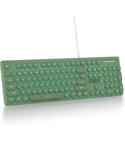 Amazon | surmen かわいい 静音キーボード グリーン 有線タイプ