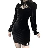 Amazon Co Jp Yemocile 地雷系 ワンピース 長袖 ベルベット レディース 無地 レース 暗黒系 ゴシック 可愛い セクシー 着痩せ 肩出し ミニ丈 Aライン 春秋冬 服 ファッション小物