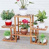 RBHJZ 白いソリッドウッドフラワーラック、バルコニーリビングルームのフロアと床、屋外の花植物ラック A+ ( 色 : ブラウン ぶらうん )