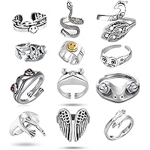 Amazon | 指輪 リング セット 調節可能 ヴィンテージ 動物 魅力