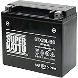 SUPER NATTO / STX20L-BS （YTX20L-BS、YTX20HL-BS、GTX20L-BS、FTX20L-BS互換) バイク用バッテリー シールド型MF(ハーレー、ロードスター、ロイヤルスター、ゴールドウィング、ジェットスキー、S