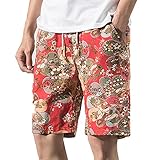 ショートパンツ メンズ Dafanet ハーフパンツ メンズ スポーツ 七分丈 大きいサイズ 花柄 プリント ハワイスタイル ゴムウェスト スイムショーツ スポーツ ビーチパンツ サーフパンツ 短パン