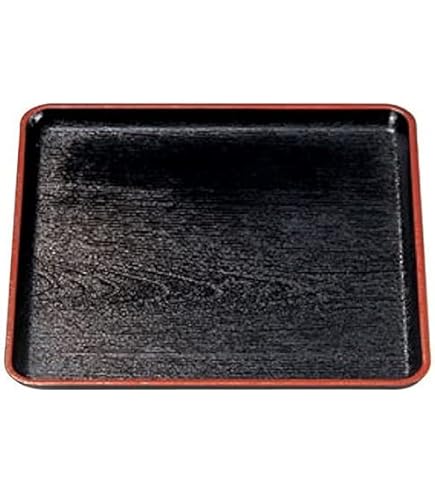 Amazon｜お盆 耐熱地木目長手盆黒天朱尺4寸 洗浄機可 [42.6 x 33.3 x