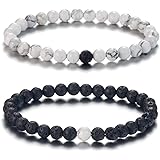 Softones 6MM Lava Rock Aromatherapy Anxiety Essential Oil Diffuser Beads Bracelet for Women Men,Friendship Couples Gifts Natu