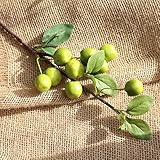 造花 インテリア　人工果物の実 人工観葉植物 リンゴ造花 1本　枯れない 手作り リング 結婚式 ホーム 喫茶店 飾りフラワー　お祝いに 玄関やトイレ 部屋 祝日 (グリーン)