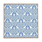 Deny Designs Jacqueline Maldonado Giraffe Damask Pale Blue Framed Wall Art Small 12x 12 [並行輸入品]