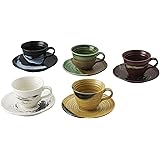 アイトー(Aito) マグカップ 5柄 230ml 美濃焼 五彩珈琲碗皿(5客組)