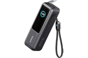 Anker Power Bank (25000mAh, Built-In & 巻取り式USB-Cケーブル) ブラック | モバイルバッテリー 大容量/PD対応/PSE技術基準適合/機内持ち込み可/ 165W出力/ 一体型ケーブル MacBook Wi