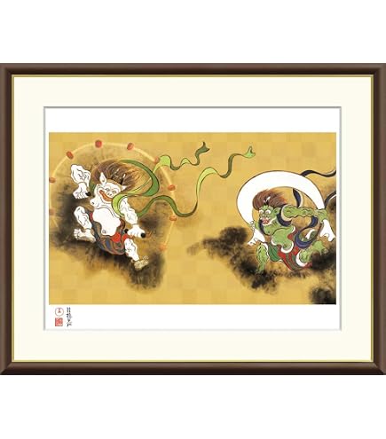 Amazon.co.jp: 壁の小さなアート 屏風絵 風神雷神 俵屋宗達 日本製