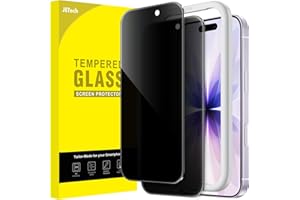 JETech Privacy Screen Protector for iPhone 17 6.3-Inch, Anti-Spy Tempered Glass Film with Easy Installation Tool, 2-Pack