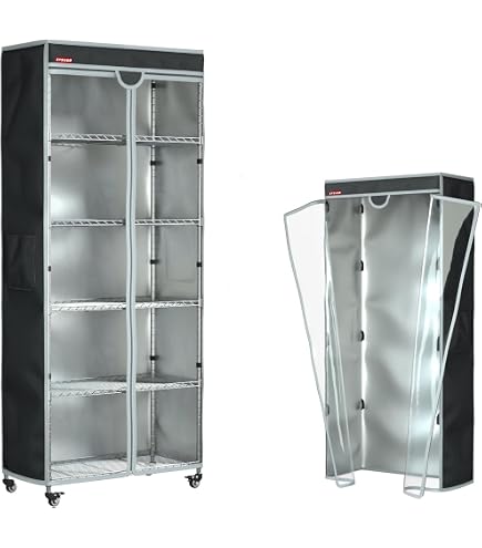 Okcool Waterproof Wire Shelf Cover - 36"W X 14"D X 54"H, 600D Oxford, Clear PVC Front - View #8