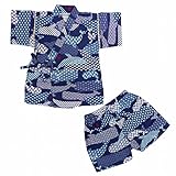 甚平 ベビー 男の子 くじら柄 上下セット じんべい じんべえ ネイビー 90