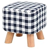 不二貿易 スクエアスツール チェック柄 ブルー 70115