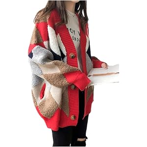 カーディガン レディース 秋冬 アーガイル ニット 厚手 シンプル カジュアル 秋服 AINOR