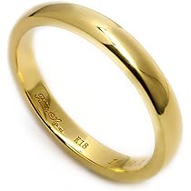 k18刻印　ゴールドリング　18金指輪 Amazon | K18 イエローゴールドリング 結婚指輪 厚み増し 3mm 幅