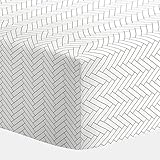 Carousel Designs White and Cloud Gray Classic Herringbone Crib Sheet by Carousel Designs