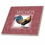 3dローズFlorene – Country Life – ルースターonレッドデニムの画像と単語キッチン – タイル 8-Inch-Ceramic ct_233725_3