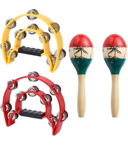 Amazon.co.jp: タンバリン トライアングル 楽器セット 5点セット 皮